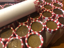 Load image into Gallery viewer, TIGHTLY CRIMPED ORIGINAL BANK WRAPPED ROLLS OF EARLY DATE WHEAT CENTS (1909-1939)