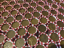 Load image into Gallery viewer, TIGHTLY CRIMPED ORIGINAL BANK WRAPPED ROLLS OF EARLY DATE WHEAT CENTS (1909-1939)