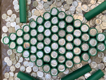 Load image into Gallery viewer, VINTAGE GREEN BANK ROLL WITH A BU SILVER DIME SHOWING