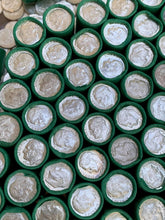 Load image into Gallery viewer, VINTAGE GREEN BANK ROLL WITH A BU SILVER DIME SHOWING