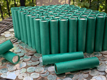 Load image into Gallery viewer, VINTAGE GREEN BANK ROLL WITH A BU SILVER DIME SHOWING