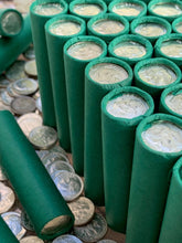 Load image into Gallery viewer, VINTAGE GREEN BANK ROLL WITH A BU SILVER DIME SHOWING