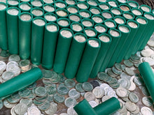 Load image into Gallery viewer, VINTAGE GREEN BANK ROLL WITH A BU SILVER DIME SHOWING