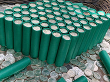 Load image into Gallery viewer, VINTAGE GREEN BANK ROLL WITH A BU SILVER DIME SHOWING