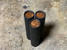 Load image into Gallery viewer, UNCIRCULATED WHEAT CENT showing on end of old vintage us wheat penny roll coins estate lot sale vintage hoard collection