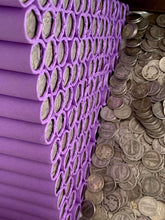Load image into Gallery viewer, VINTAGE PURPLE BANK ROLL WITH A SILVER DIME SHOWING