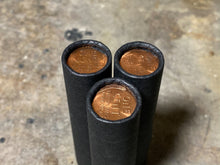Load image into Gallery viewer, UNCIRCULATED WHEAT CENT showing on end of old vintage us wheat penny roll coins estate lot sale vintage hoard collection