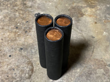 Load image into Gallery viewer, UNCIRCULATED WHEAT CENT showing on end of old vintage us wheat penny roll coins estate lot sale vintage hoard collection