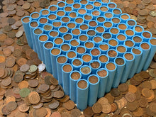 Load image into Gallery viewer, VINTAGE BLUE BANK ROLL WITH INDIAN HEAD CENTS SHOWING