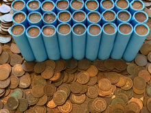 Load image into Gallery viewer, VINTAGE BLUE BANK ROLL WITH INDIAN HEAD CENTS SHOWING