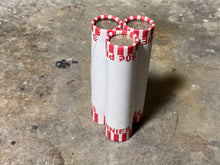 Load image into Gallery viewer, SILVER BARBER DIME showing on end of white old vintage us wheat cent coin penny roll lot estate money sale cents hoard