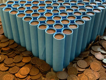 Load image into Gallery viewer, VINTAGE BLUE BANK ROLL WITH INDIAN HEAD CENTS SHOWING