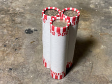 Load image into Gallery viewer, SILVER BARBER DIME showing on end of white old vintage us wheat cent coin penny roll lot estate money sale cents hoard