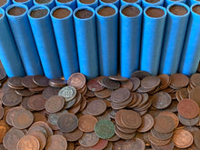 Load image into Gallery viewer, VINTAGE BLUE BANK ROLL WITH INDIAN HEAD CENTS SHOWING