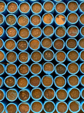 Load image into Gallery viewer, VINTAGE BLUE BANK ROLL WITH INDIAN HEAD CENTS SHOWING
