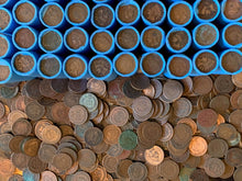 Load image into Gallery viewer, VINTAGE BLUE BANK ROLL WITH INDIAN HEAD CENTS SHOWING