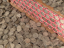 Load image into Gallery viewer, VINTAGE RED & WHITE BANK ROLL WITH A SILVER DIME SHOWING