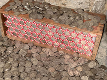 Load image into Gallery viewer, VINTAGE RED & WHITE BANK ROLL WITH A SILVER DIME SHOWING