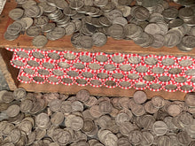 Load image into Gallery viewer, VINTAGE RED & WHITE BANK ROLL WITH A SILVER DIME SHOWING