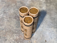 Load image into Gallery viewer, WHEAT PENNY ROLL old unsearched window wrapped us coin cents estate money hoard sale lot vintage pennies rolls cent coins
