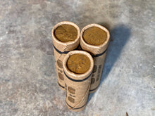 Load image into Gallery viewer, WHEAT PENNY ROLL old unsearched window wrapped us coin cents estate money hoard sale lot vintage pennies rolls cent coins
