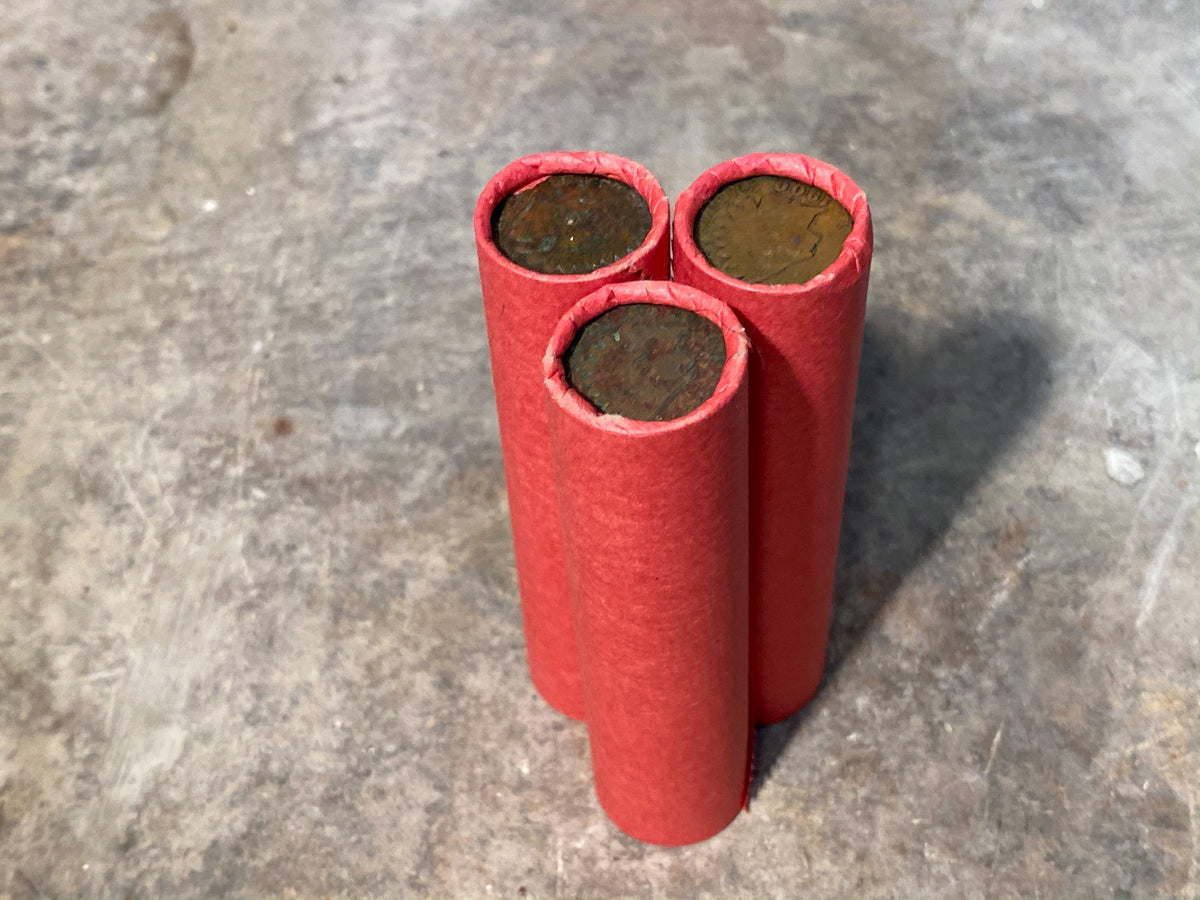 Roll of 50 Indian Head Cents in Circulated condition