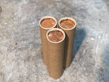 Load image into Gallery viewer, UNCIRCULATED WHEAT CENT showing on the end of old vintage us wheat penny roll coins estate lot sale vintage hoard collection hoard