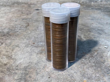 Load image into Gallery viewer, WHEAT PENNY ROLL clear tube old vintage unsearched us coin cent estate money hoard sale lot vintage pennies rolls cent coins