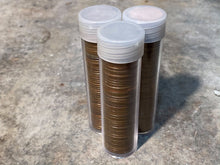 Load image into Gallery viewer, WHEAT PENNY ROLL clear tube old vintage unsearched us coin cent estate money hoard sale lot vintage pennies rolls cent coins