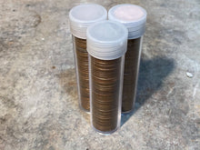 Load image into Gallery viewer, WHEAT PENNY ROLL clear tube old vintage unsearched us coin cent estate money hoard sale lot vintage pennies rolls cent coins