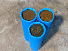 Load image into Gallery viewer, WHEAT PENNY ROLL old vintage blue unsearched wrapped us coin cent estate money hoard sale lot vintage pennies rolls cent coins