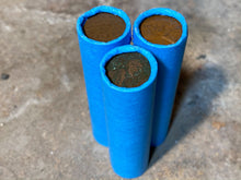Load image into Gallery viewer, WHEAT PENNY ROLL old vintage blue unsearched wrapped us coin cent estate money hoard sale lot vintage pennies rolls cent coins