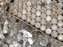 Load image into Gallery viewer, VINTAGE ROLLS OF WHEAT CENTS WITH BARBER DIMES SHOWING