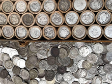 Load image into Gallery viewer, VINTAGE ROLLS OF WHEAT CENTS WITH BARBER DIMES SHOWING
