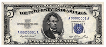 Load image into Gallery viewer, Blue Seal $5 Silver Certificate RARE