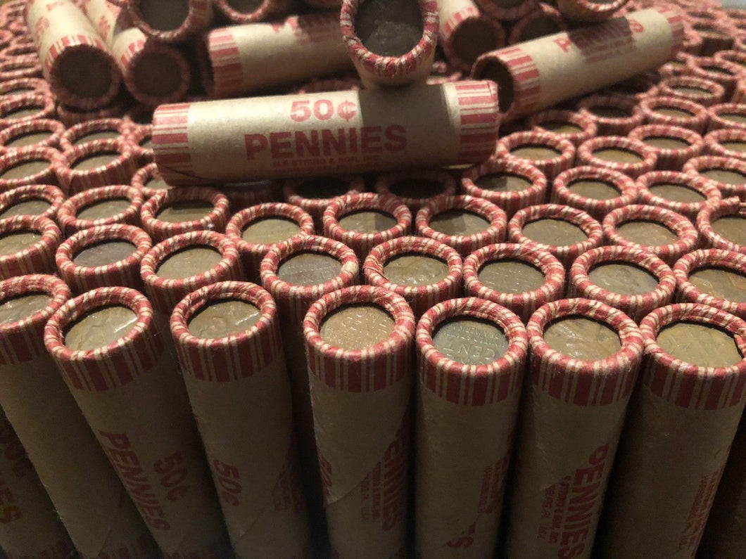 N.F. STRING & SON BANK WRAPPED ROLLS OF OLD WHEAT CENTS