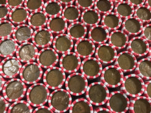 Load image into Gallery viewer, TIGHTLY CRIMPED WHITE BANK WRAPPED ROLLS OF OLD WHEAT PENNIES
