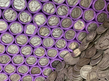 Load image into Gallery viewer, VINTAGE PURPLE BANK ROLL WITH A SILVER DIME SHOWING
