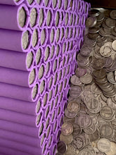 Load image into Gallery viewer, VINTAGE PURPLE BANK ROLL WITH A SILVER DIME SHOWING
