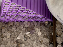 Load image into Gallery viewer, VINTAGE PURPLE BANK ROLL WITH A SILVER DIME SHOWING
