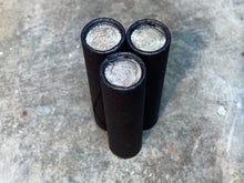 Load image into Gallery viewer, UNCIRCULATED SILVER DIME showing on end of old black unsearched wheat penny roll cent lot estate sale hoard coins collection
