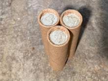 Load image into Gallery viewer, UNCIRCULATED SILVER DIME showing on the end of old unsearched wheat penny roll cent lot estate sale hoard us coins collection money
