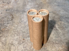 Load image into Gallery viewer, UNCIRCULATED SILVER DIME showing on the end of old unsearched wheat penny roll cent lot estate sale hoard us coins collection money
