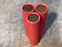 Load image into Gallery viewer, INDIAN HEAD CENT showing on end of old unsearched red us wheat penny roll coins estate lot hoard collection coin sale money
