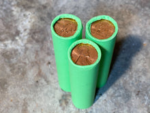 Load image into Gallery viewer, UNSEARCHED WHEAT PENNY roll with bu uncirculated cent showing on one end old us cents coins collection lot estate sale hoard
