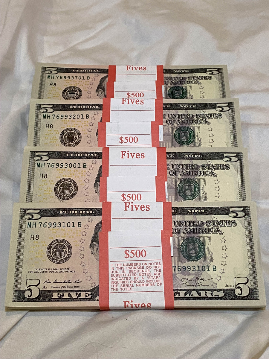 UNCIRCULATED *BEP* $5 Bank Note Lot – Wholesale Wheat Cents