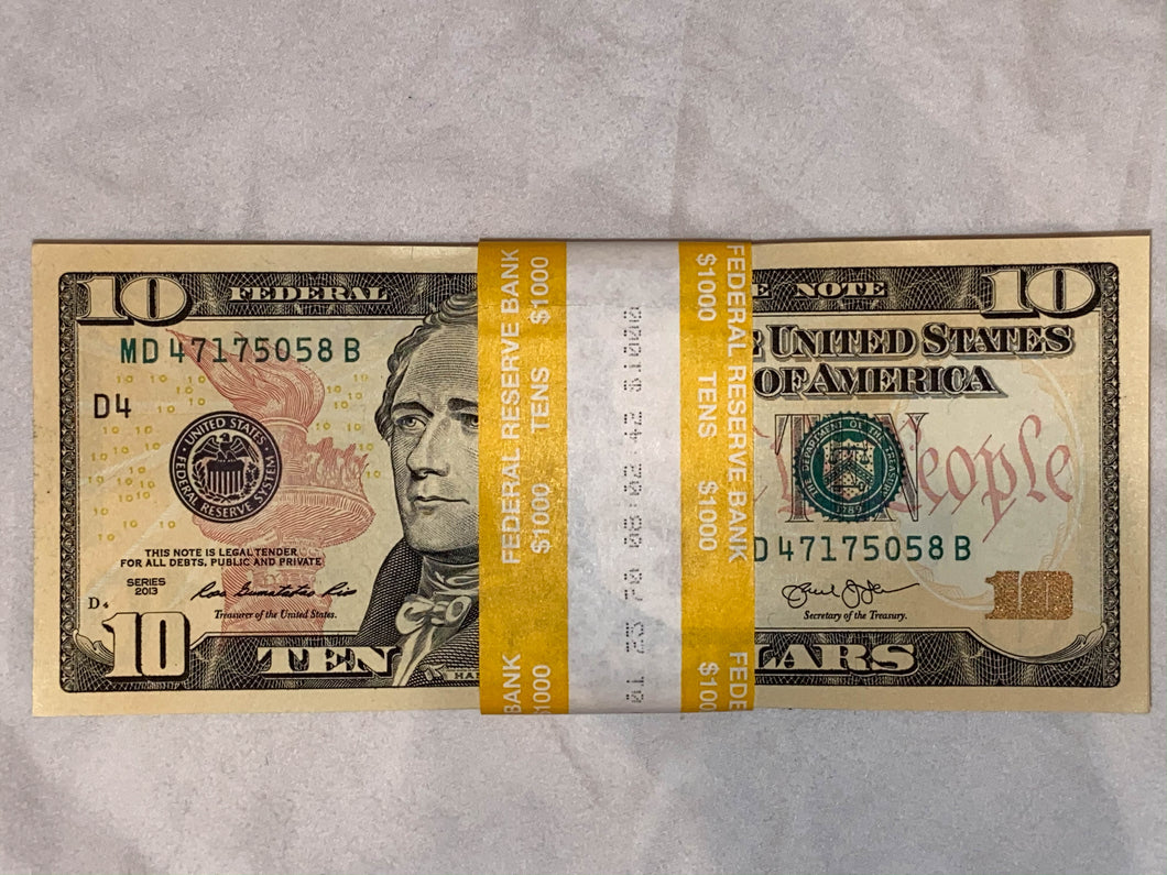 UNCIRCULATED *FEDERAL RESERVE NOTE* $10 Bank Note Lot