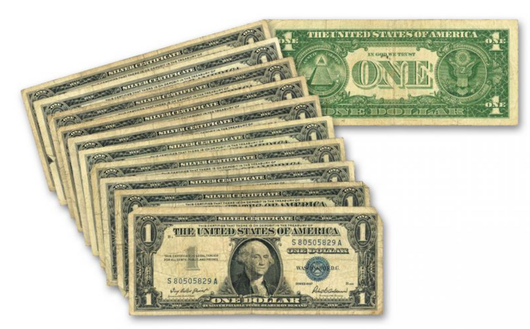 Silver Dollar Certificate Paper Currency 10-Pack Set