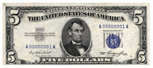 Load image into Gallery viewer, Blue Seal $5 Silver Certificate RARE
