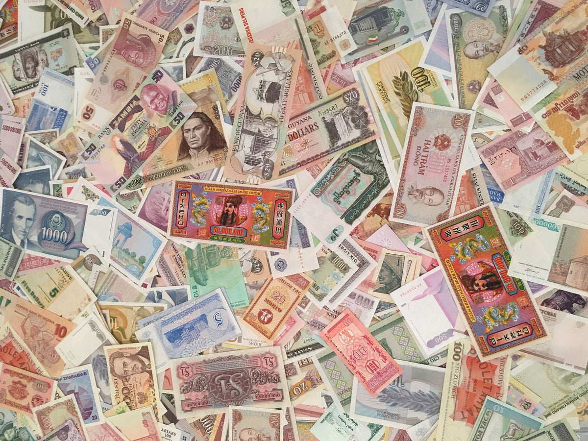 FOREIGN PAPER MONEY LOT UNCIRCULATED CURRENCY COLLECTION BANKNOTES BIL ...